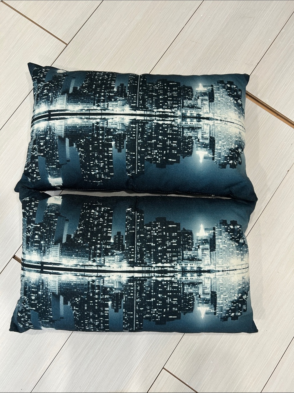 Cityscape Print Decorative Pillow Set - Dark Blue